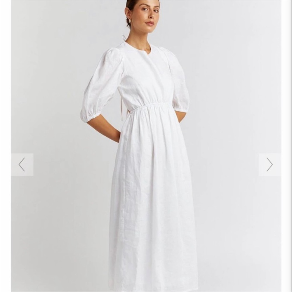 DISSH CLAUDIA WHITE BACKLESS LINEN DRESS